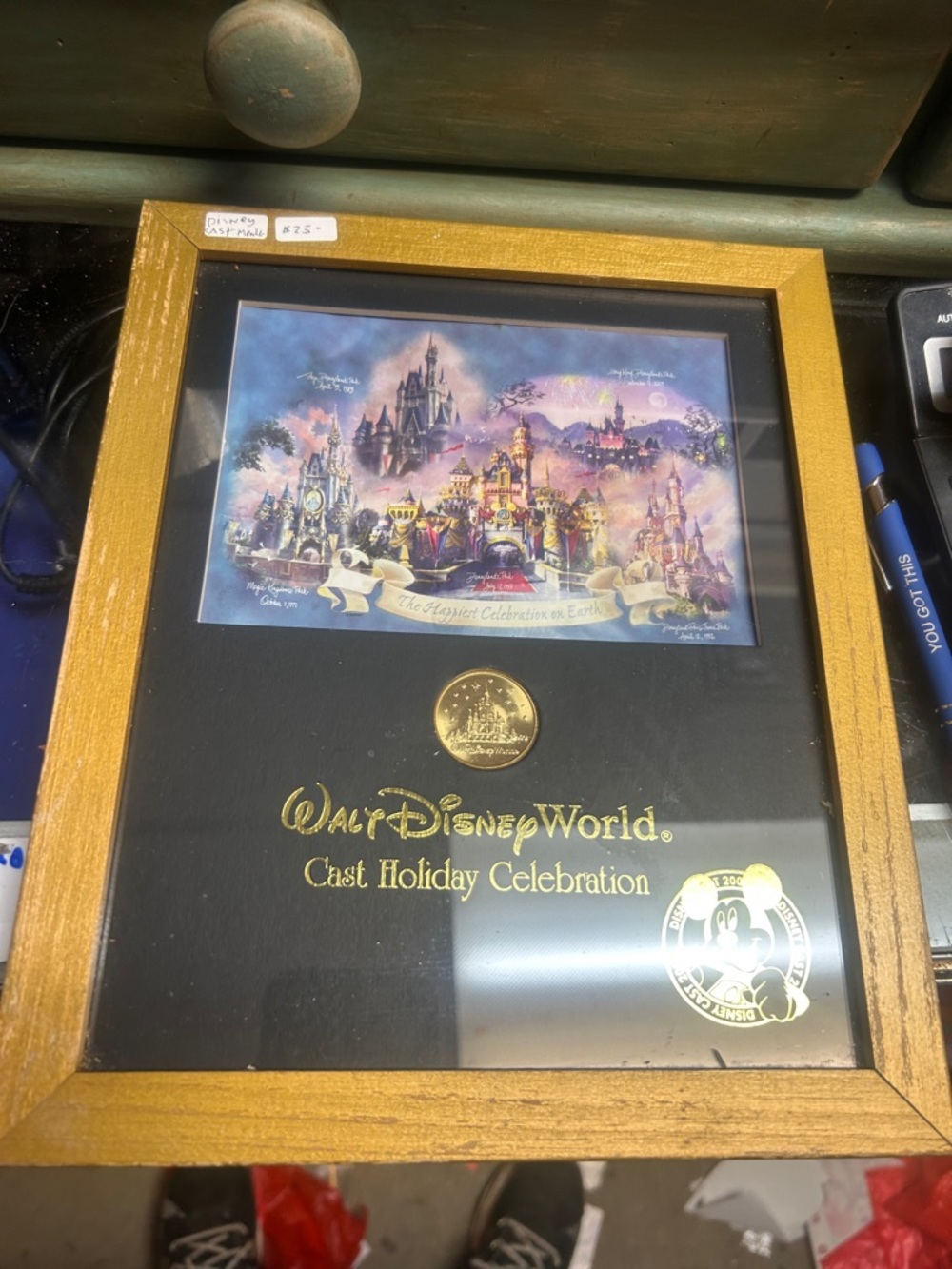 Disney Walt Disney World Gold and Black Framed Cast Holiday Celebration Plaque